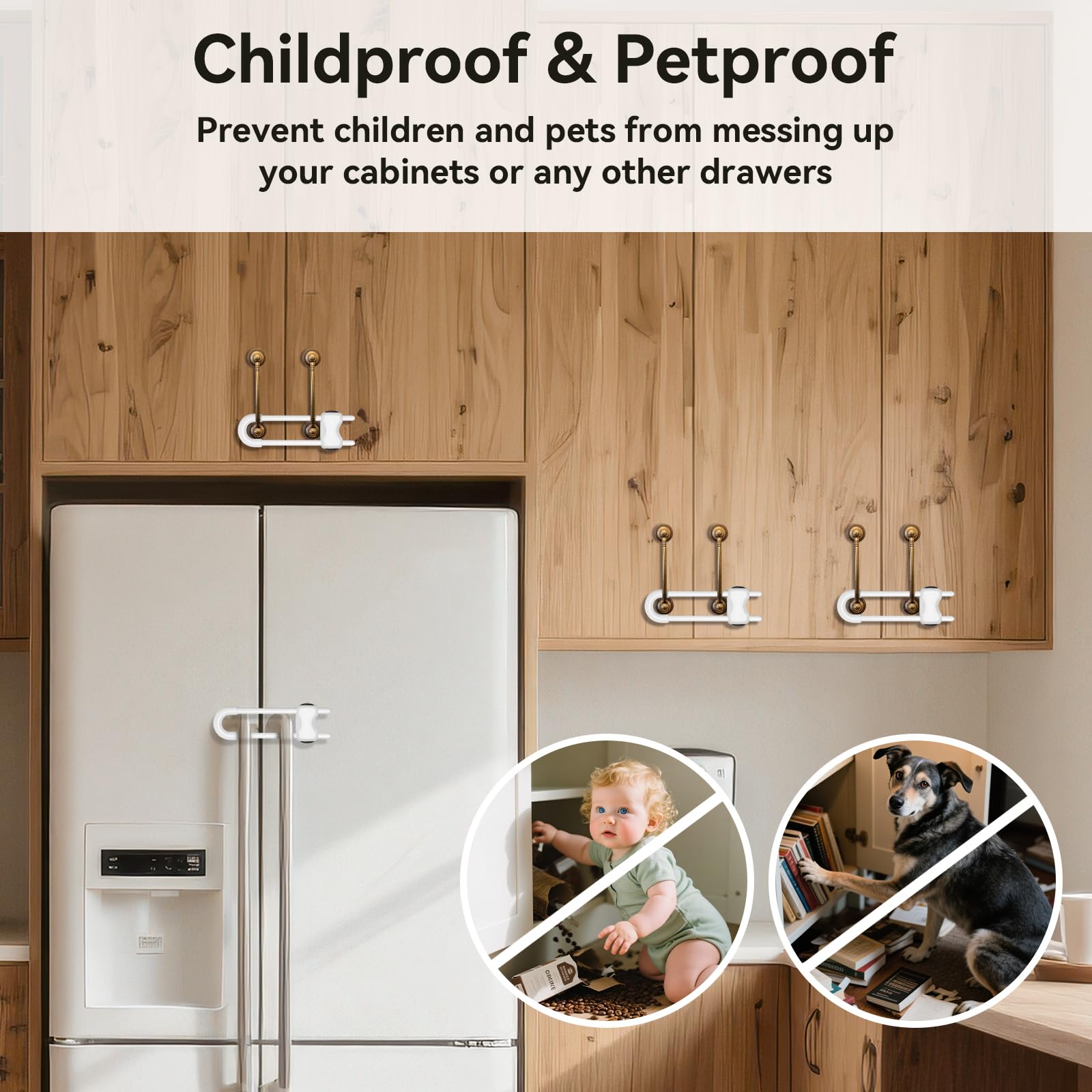 A child-friendly kitchen setup with Kickic locks keeping drawers safely closed.