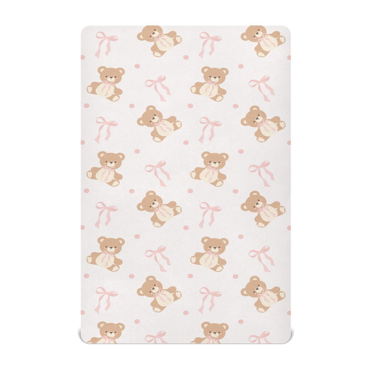 KICPOAY animal bear pink ribbon pattern playard sheet adds cozy style to napping areas