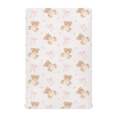 KICPOAY animal bear pink ribbon pattern playard sheet adds cozy style to napping areas