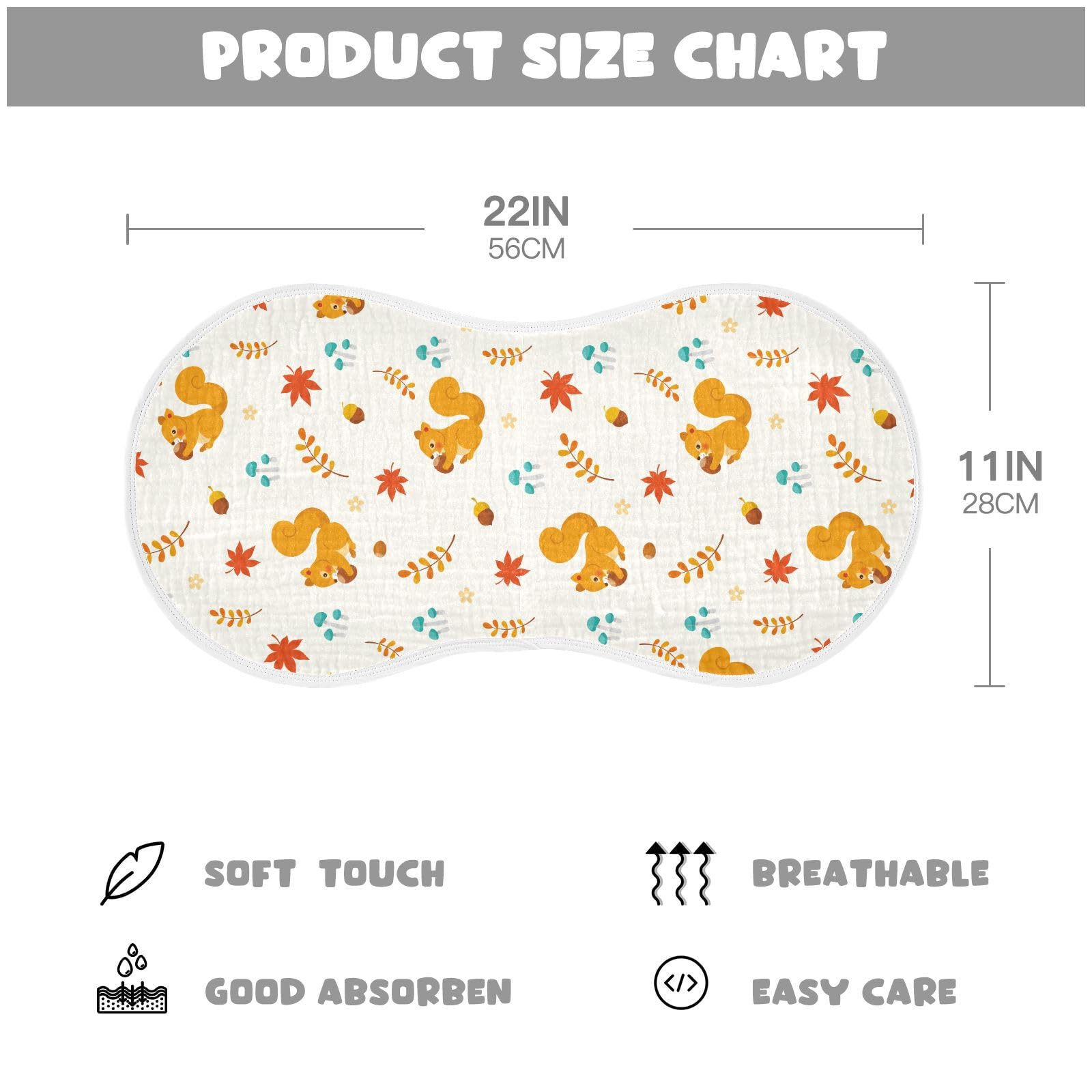 KICPOAY burp cloth adds cute nursery style with autumn pattern.