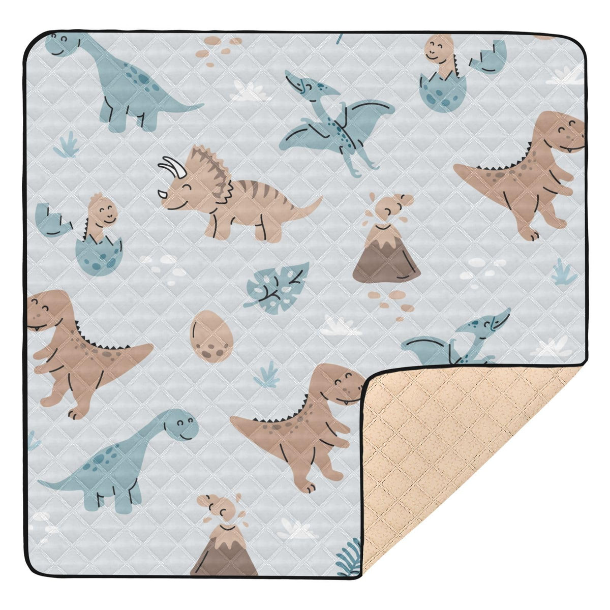 KICPOAY baby play mat with dinosaurs pattern for safe floor playtime.