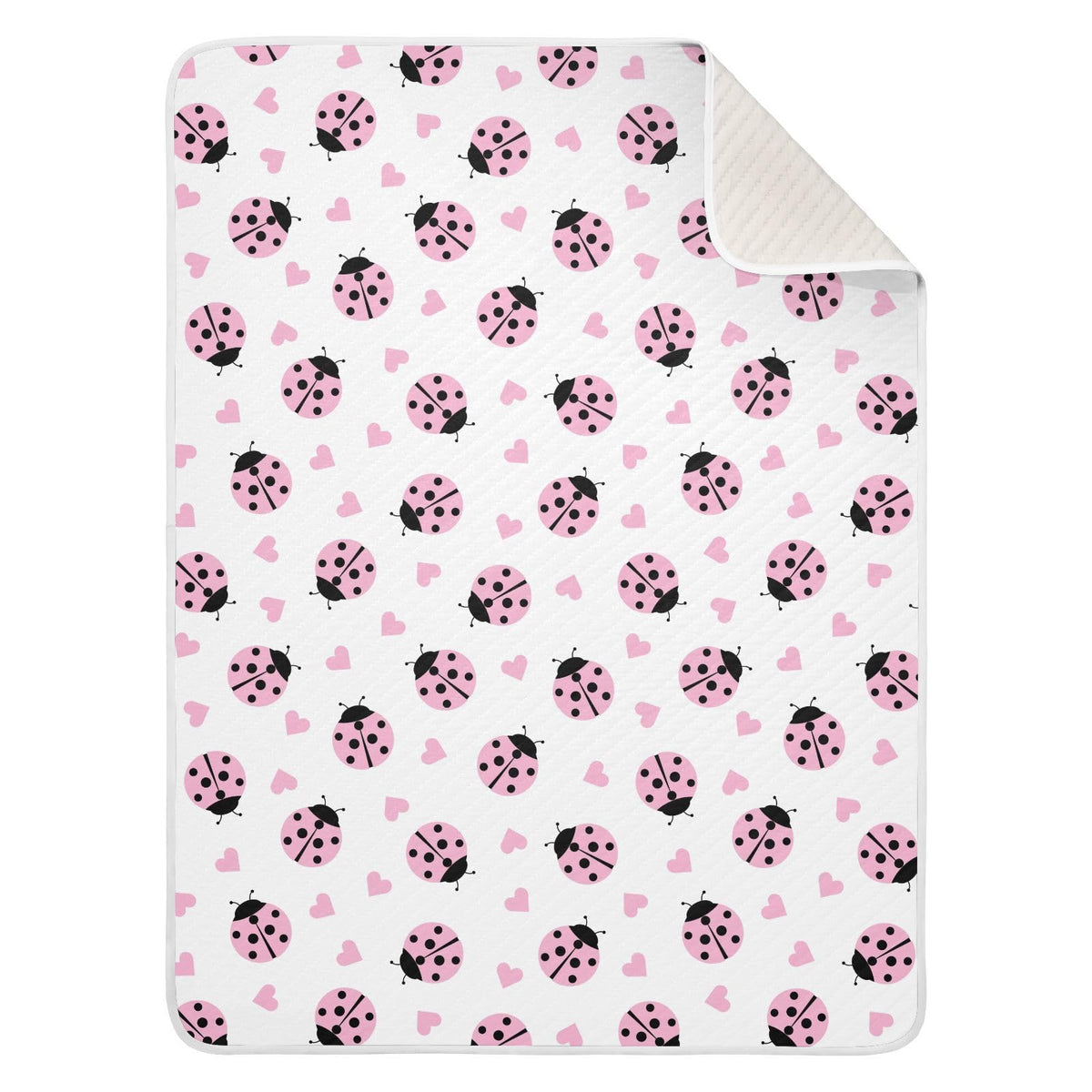 KICPOAY Ladybug Heart Pink Swaddle blanket, soft comfort for newborns.