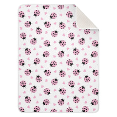 KICPOAY Ladybug Heart Pink Swaddle blanket, soft comfort for newborns.