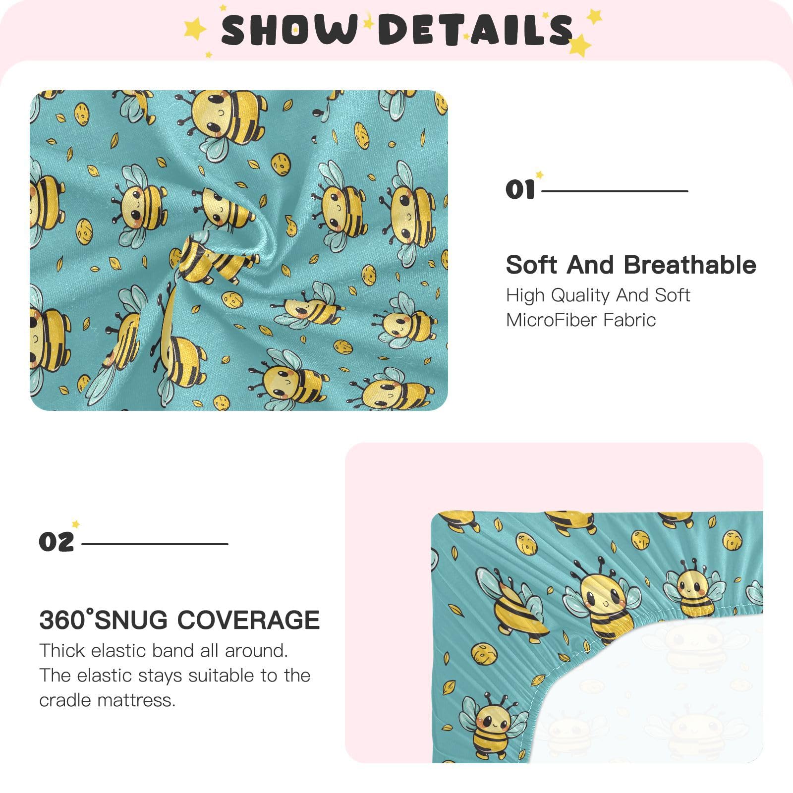 KICPOAY cute bee pattern bedding to warm nursery decor