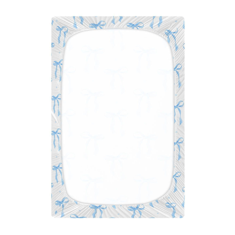 KICPOAY playard sheet with blue watercolor pattern adds warm, cozy vibes for baby.