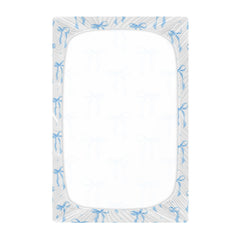 KICPOAY playard sheet with blue watercolor pattern adds warm, cozy vibes for baby.