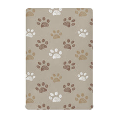 KICPOAY brown dog paws crib sheet close-up showing soft stretch fabric for baby comfort.