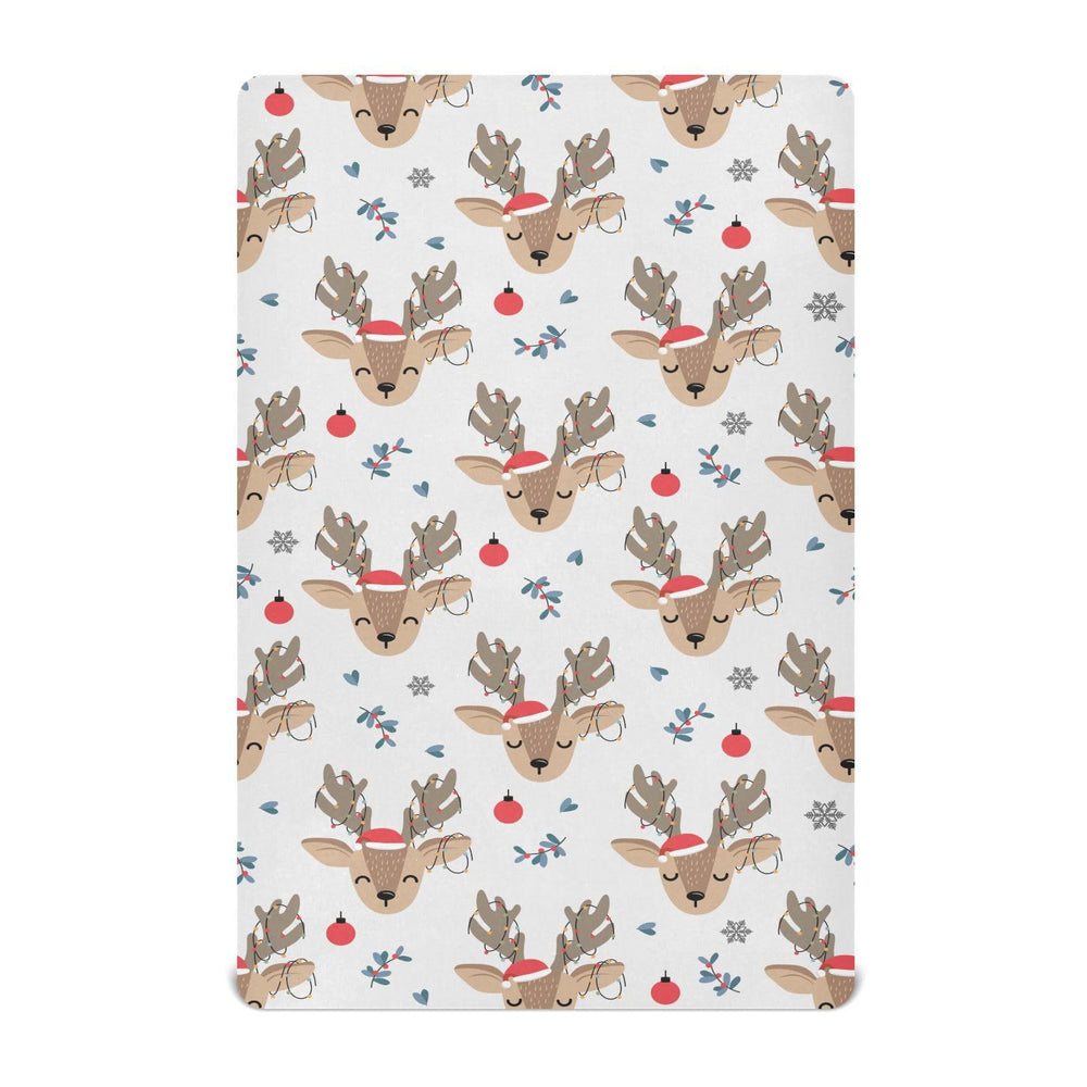 KICPOAY Christmas Reindeer crib sheet fits 39x27 playard for cozy nights.