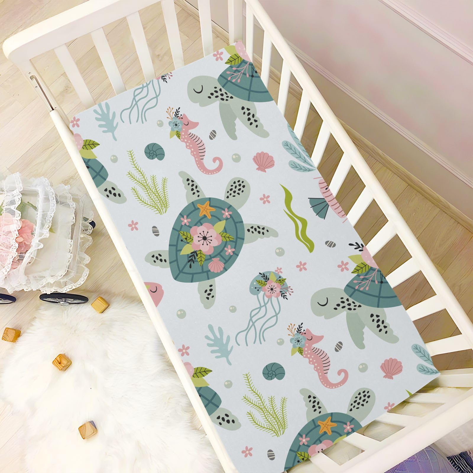 KICPOAY crib sheet pattern blends with nursery decor.