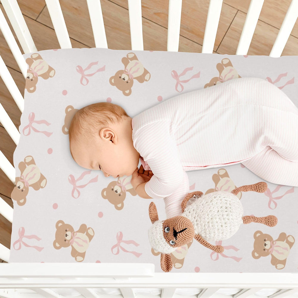 KICPOAY cute bear pattern adds a warm finishing touch to nursery bedding