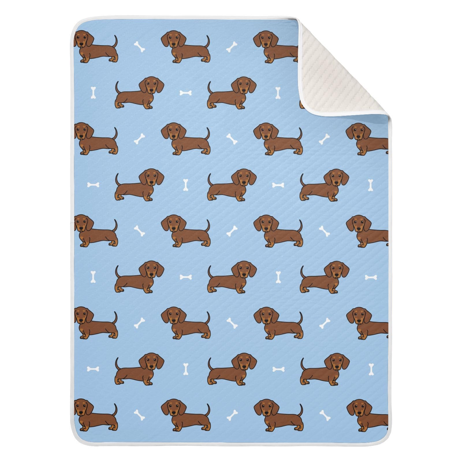 KICPOAY dachshund blue swaddle blanket shows cute design and cozy wrap for newborns.