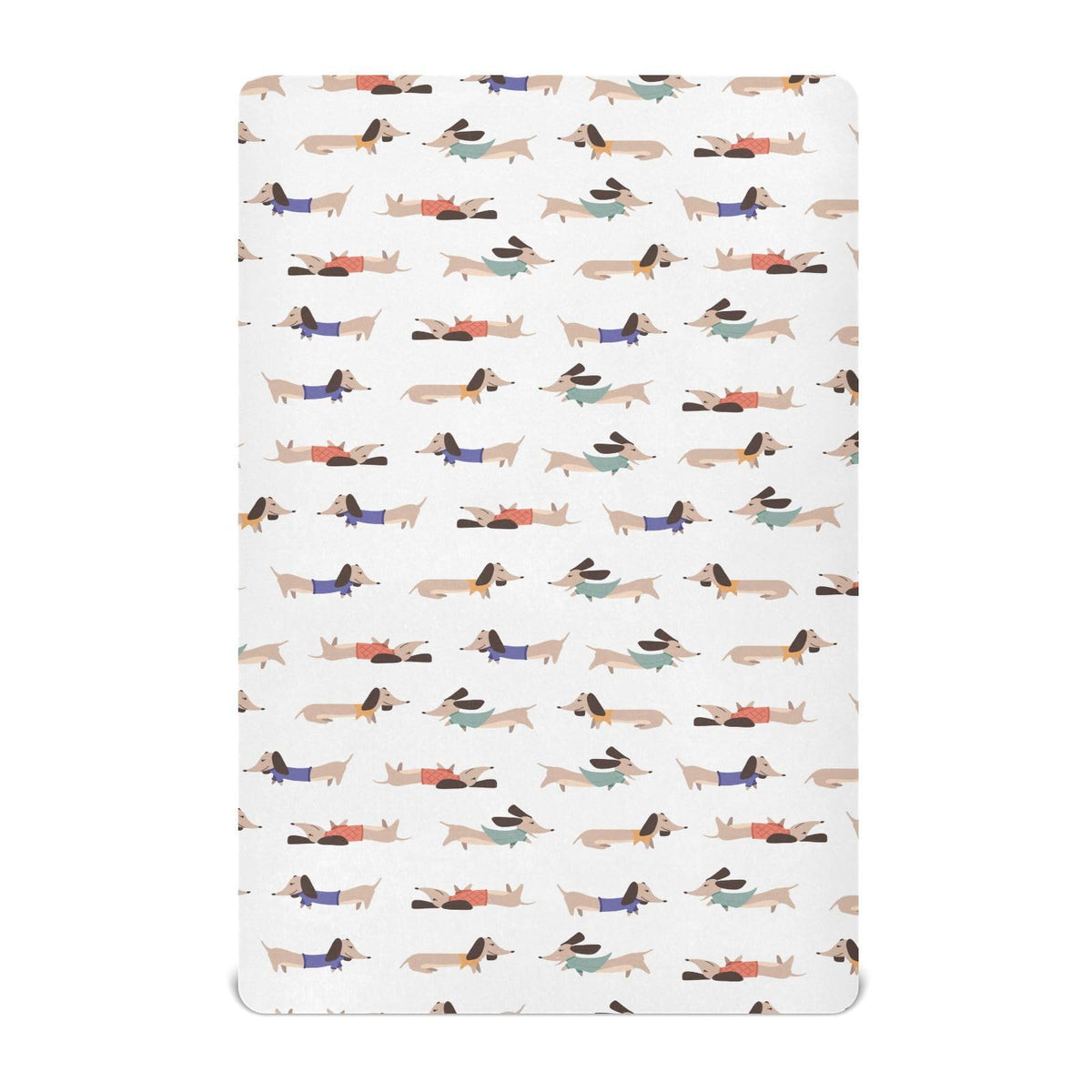 KICPOAY dachshund pattern fitted sheet for crib or playard, cozy sleep surface.