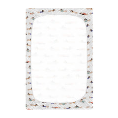 KICPOAY elastic band secures snug playard fit for secure sleep.