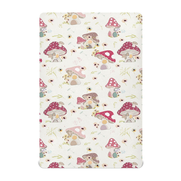 KICPOAY fitted crib sheet with mushroom-daisy pattern for a snug, comfy sleep surface