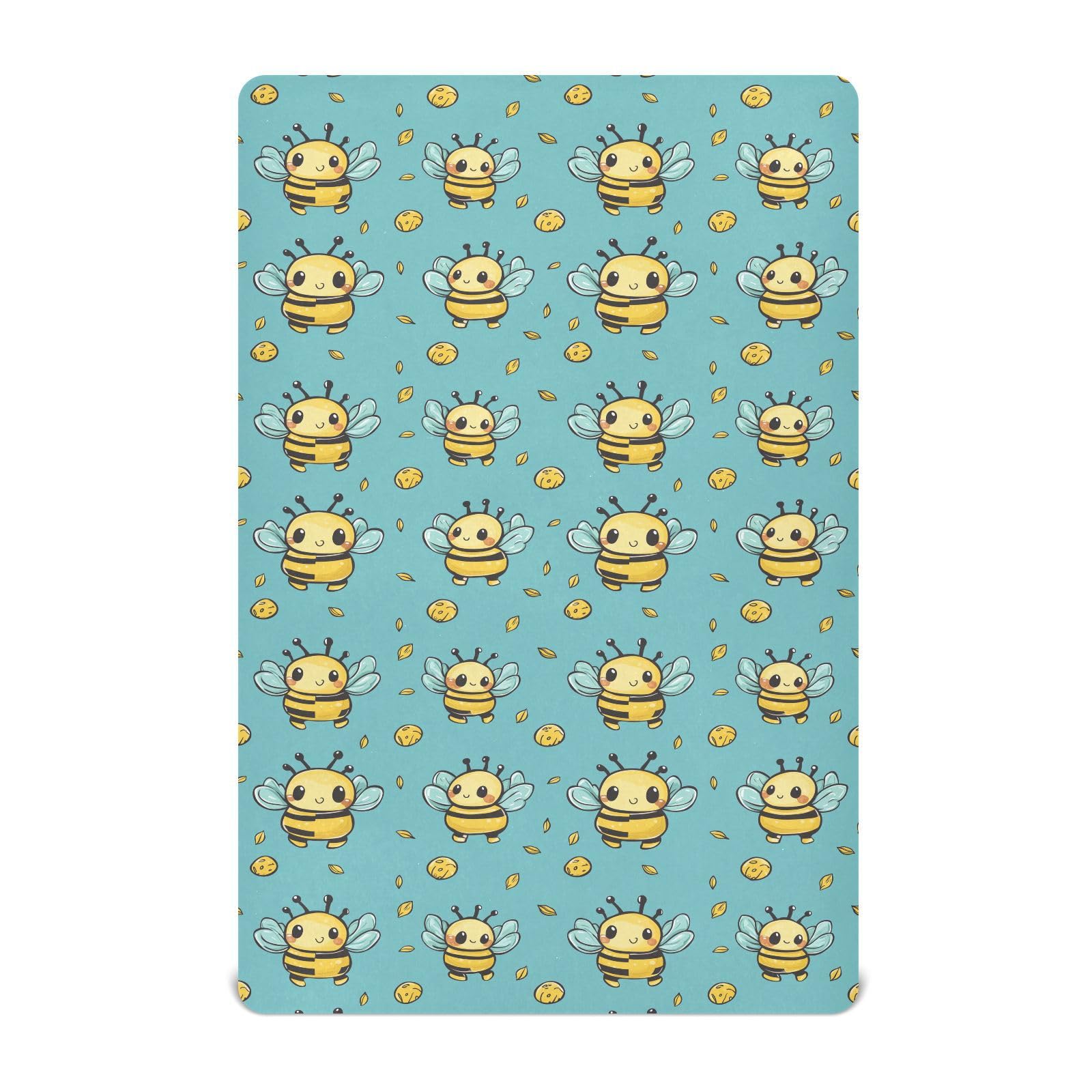 KICPOAY fitted crib sheet with cartoon bee holding honey pot for cozy naps