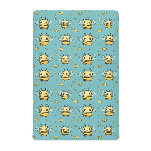 KICPOAY fitted crib sheet with cartoon bee holding honey pot for cozy naps