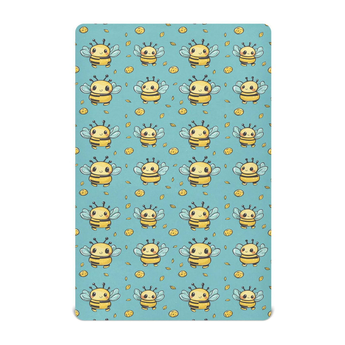 KICPOAY fitted crib sheet with cartoon bee holding honey pot for cozy naps