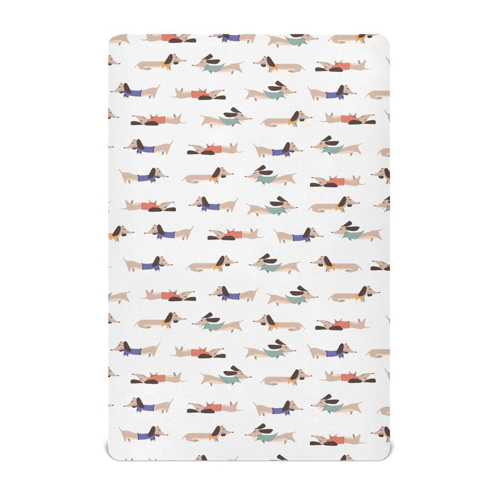 KICPOAY fitted crib sheets with dachshund pattern, soft and cozy for baby naps