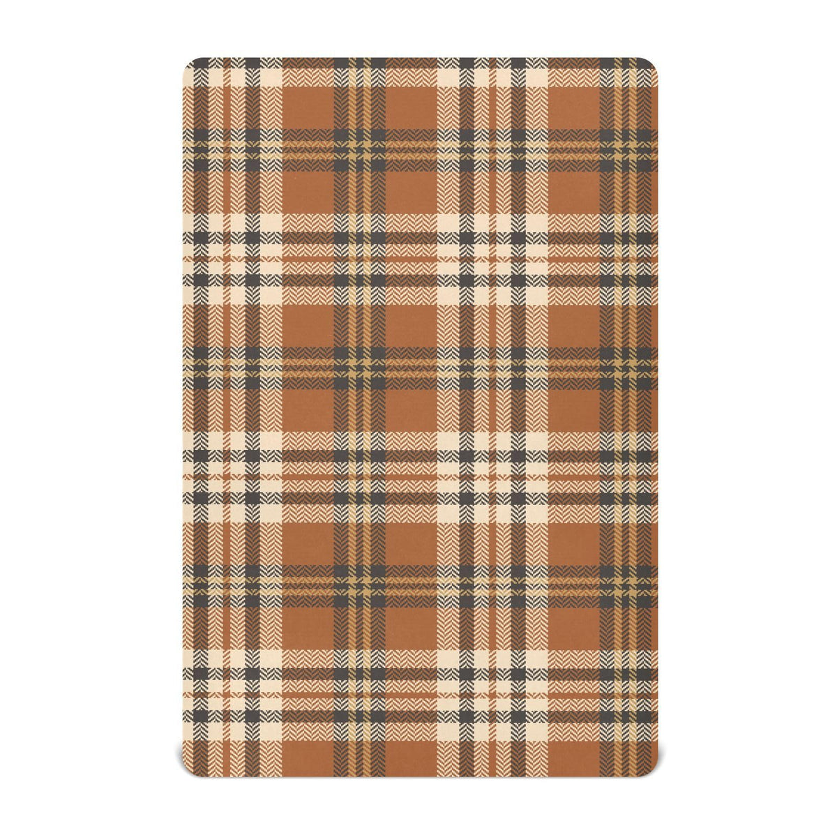 KICPOAY fitted crib sheets fall brown beige plaid pattern for secure fit and cozy comfort.
