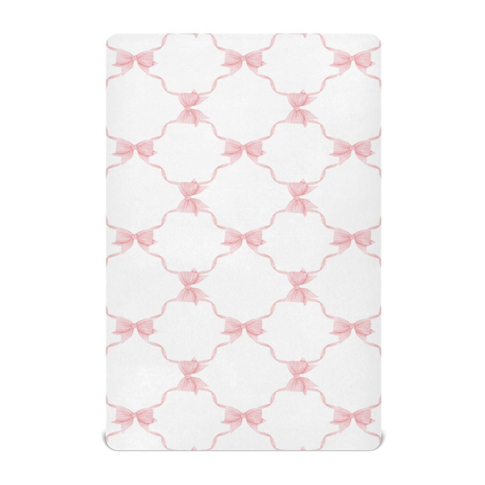 KICPOAY Trellis Bow Pink checkered fitted crib sheet for a snug, cozy sleep space