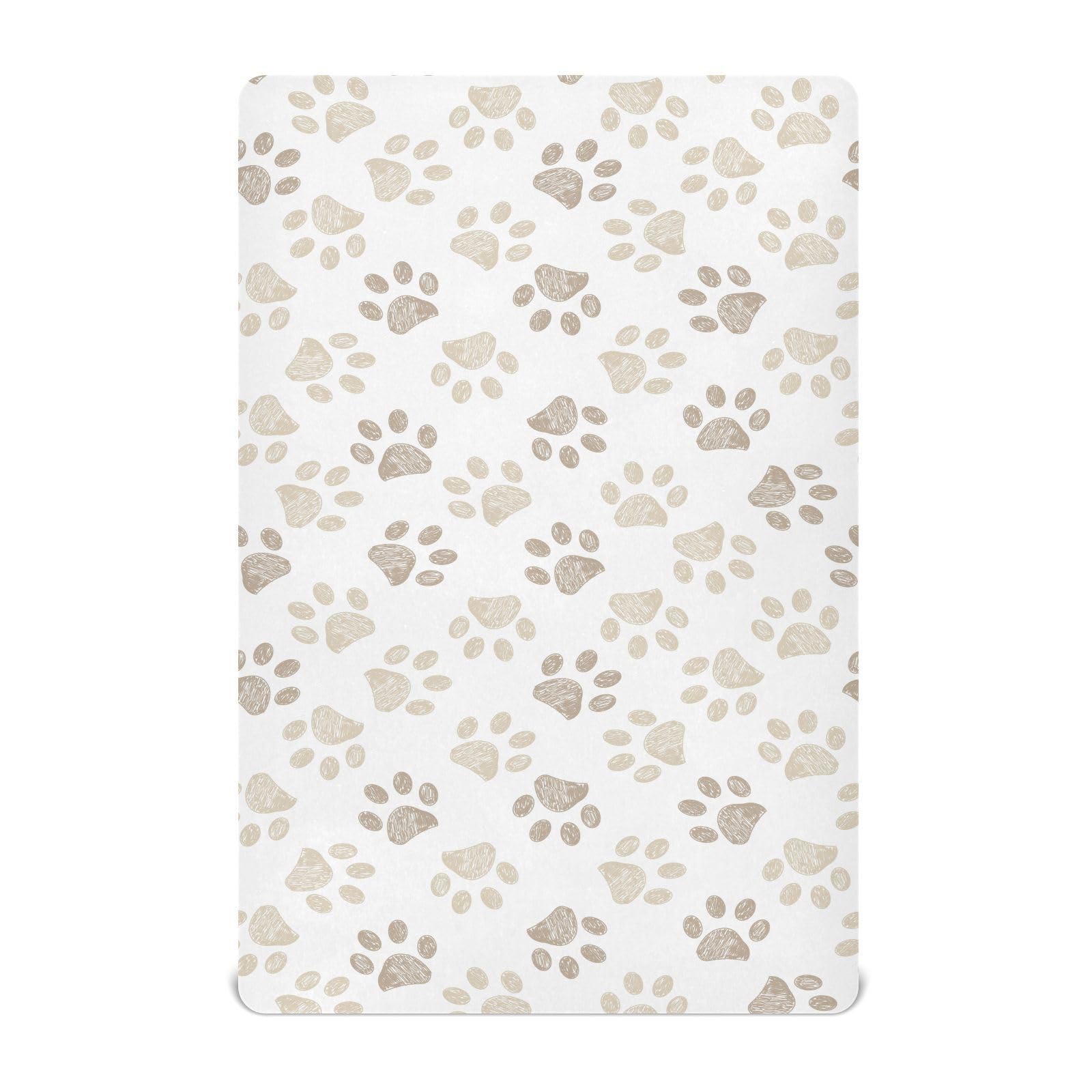 KICPOAY fitted sheets with dog paw prints pattern for baby's cozy crib.