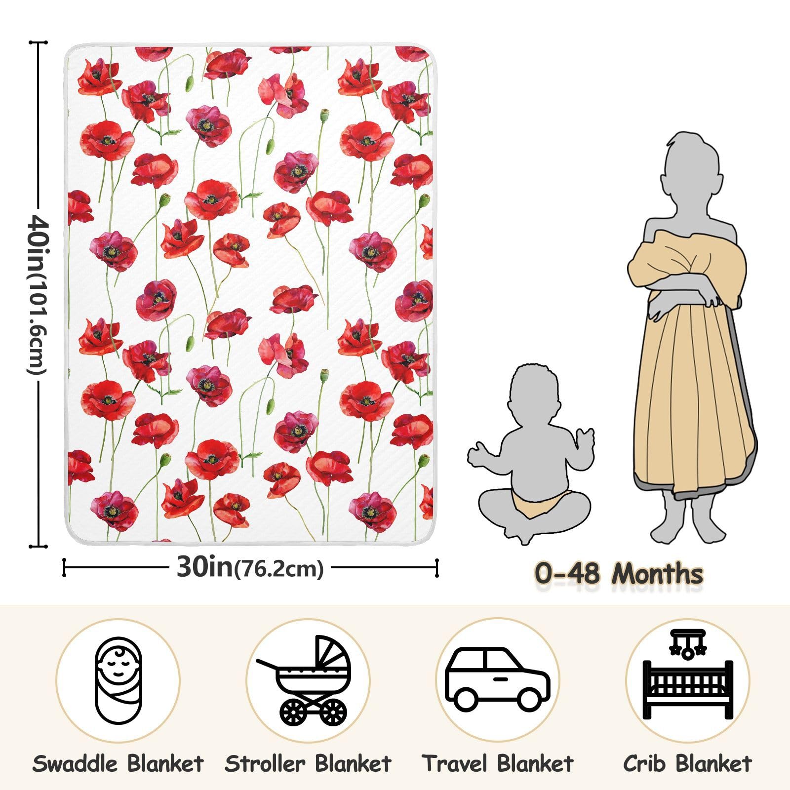 KICPOAY multi-use blanket serves as burp cloths, sun shade, or play mat.