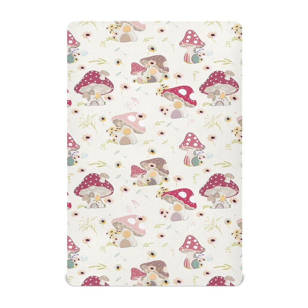 KICPOAY mushroom-daisy pattern playard sheet offers cozy, breathable comfort.