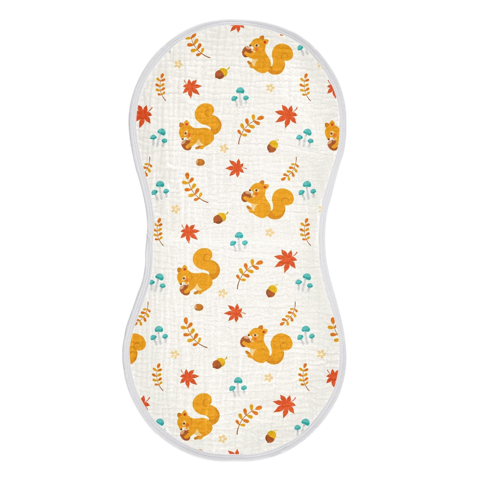KICPOAY muslin burp cloth with autumn squirrel pattern for gentle skin protection.