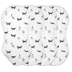 KICPOAY muslin burp cloth with Siberian Husky pattern, soft and absorbent for newborns.