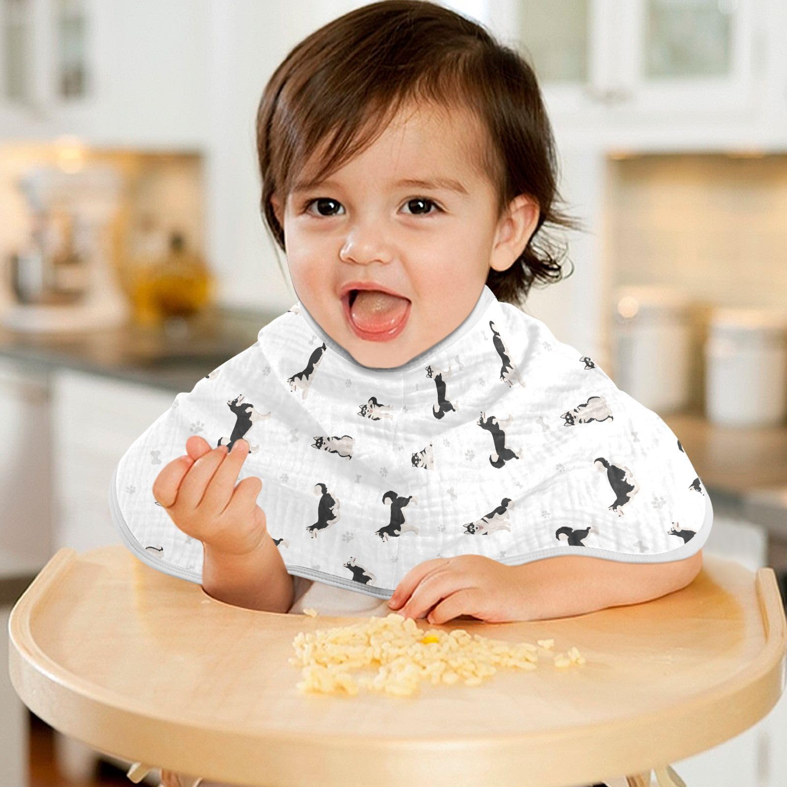 KICPOAY Siberian Husky burp cloth, machine washable and durable.