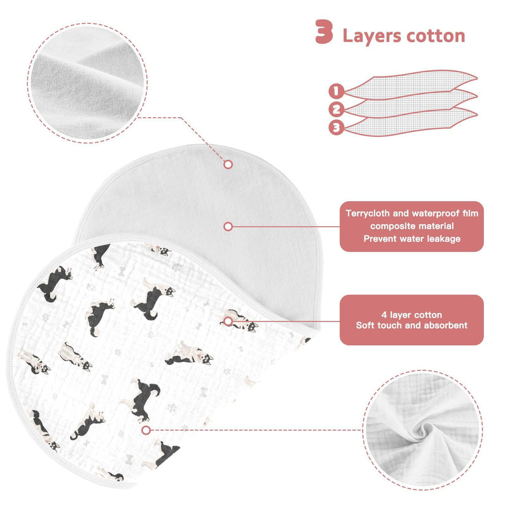 KICPOAY burp cloths with Husky motif, versatile as changing pad or nursing cover.