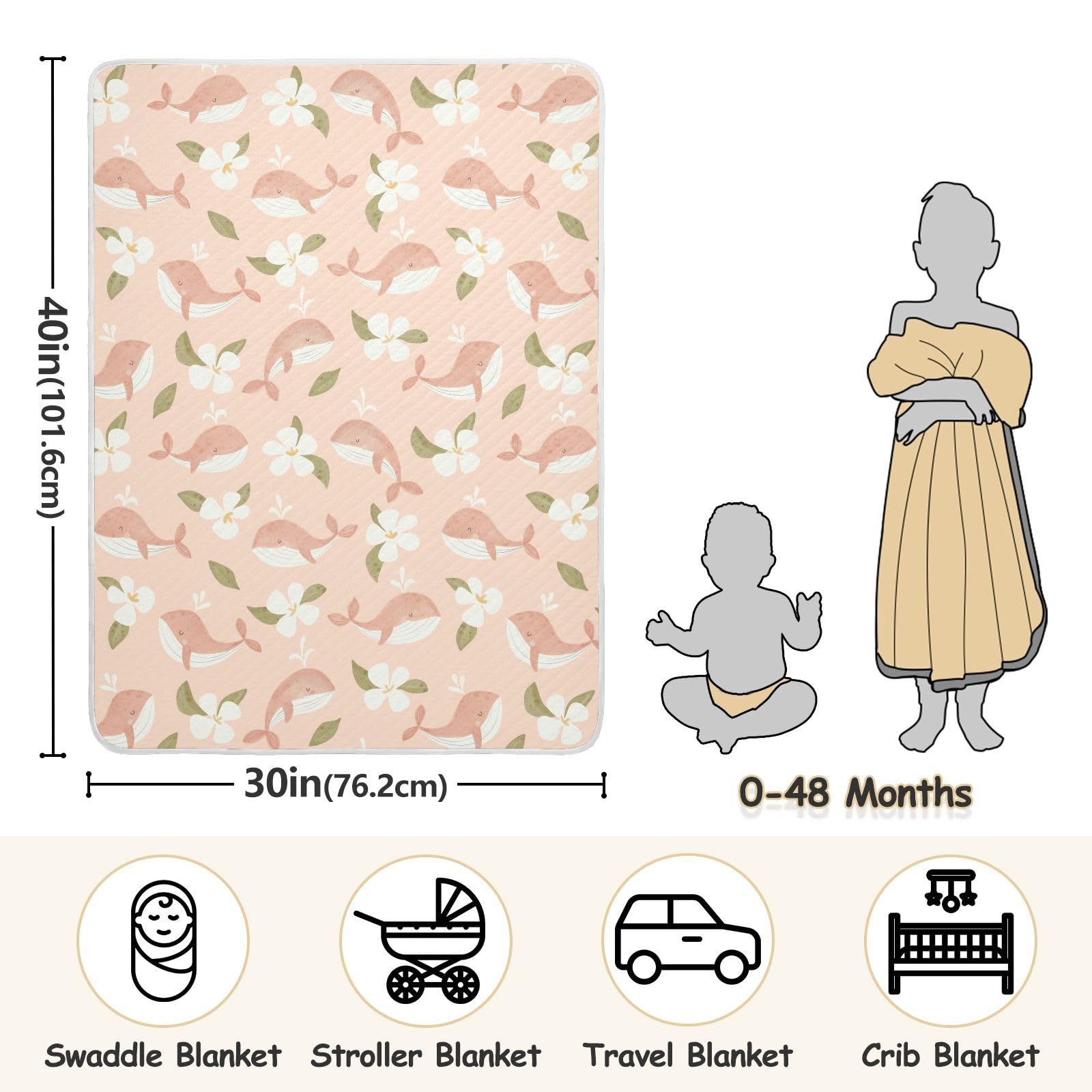 KICPOAY nursery blanket acts as a sun shield and cuddle layer in stroller.