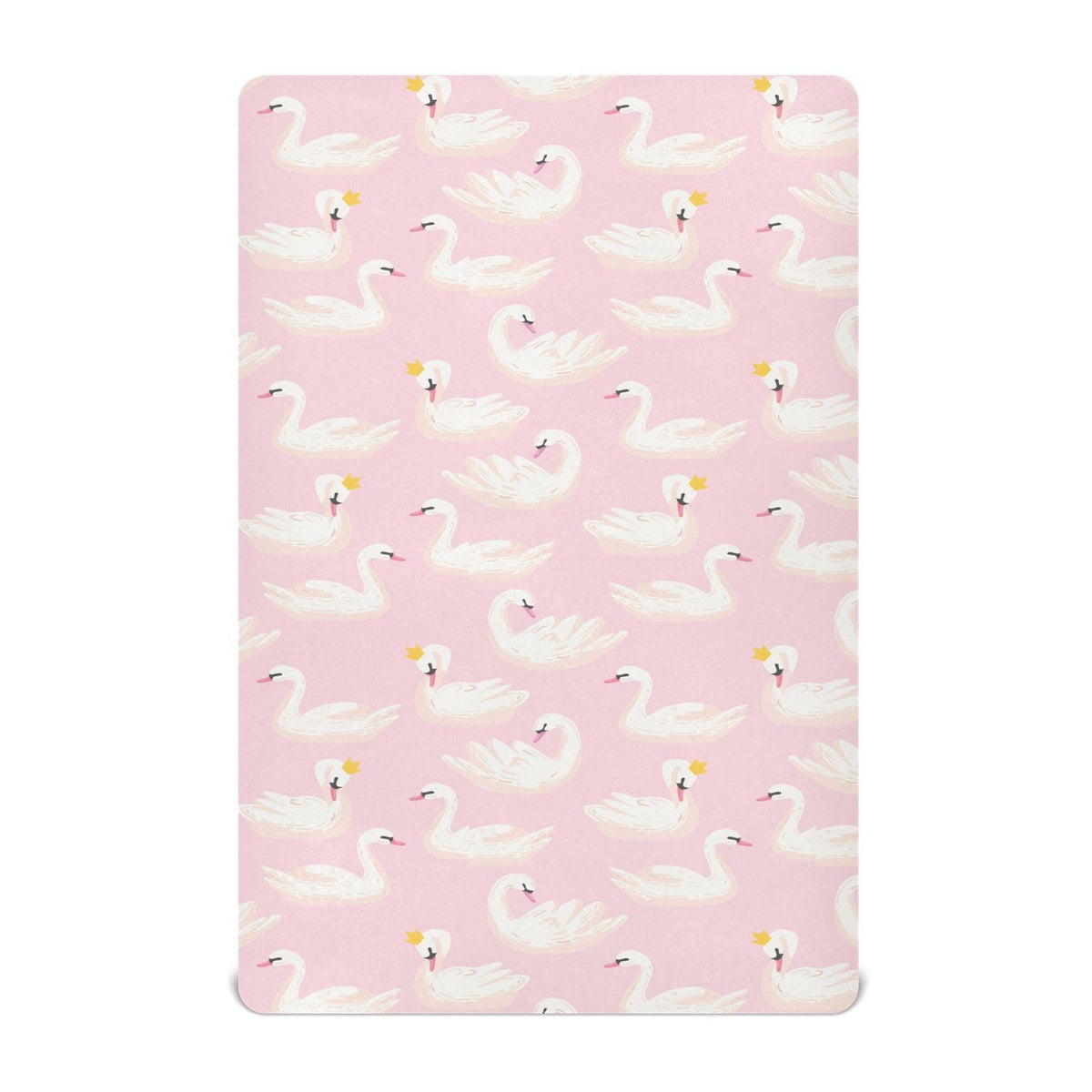 KICPOAY pink swan pattern fitted sheet ideal for cozy baby sleep.