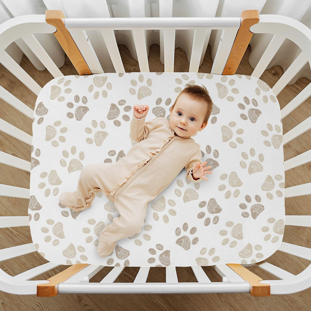 KICPOAY playard sheet 39x27 closeup shows soft stretch for secure fit.