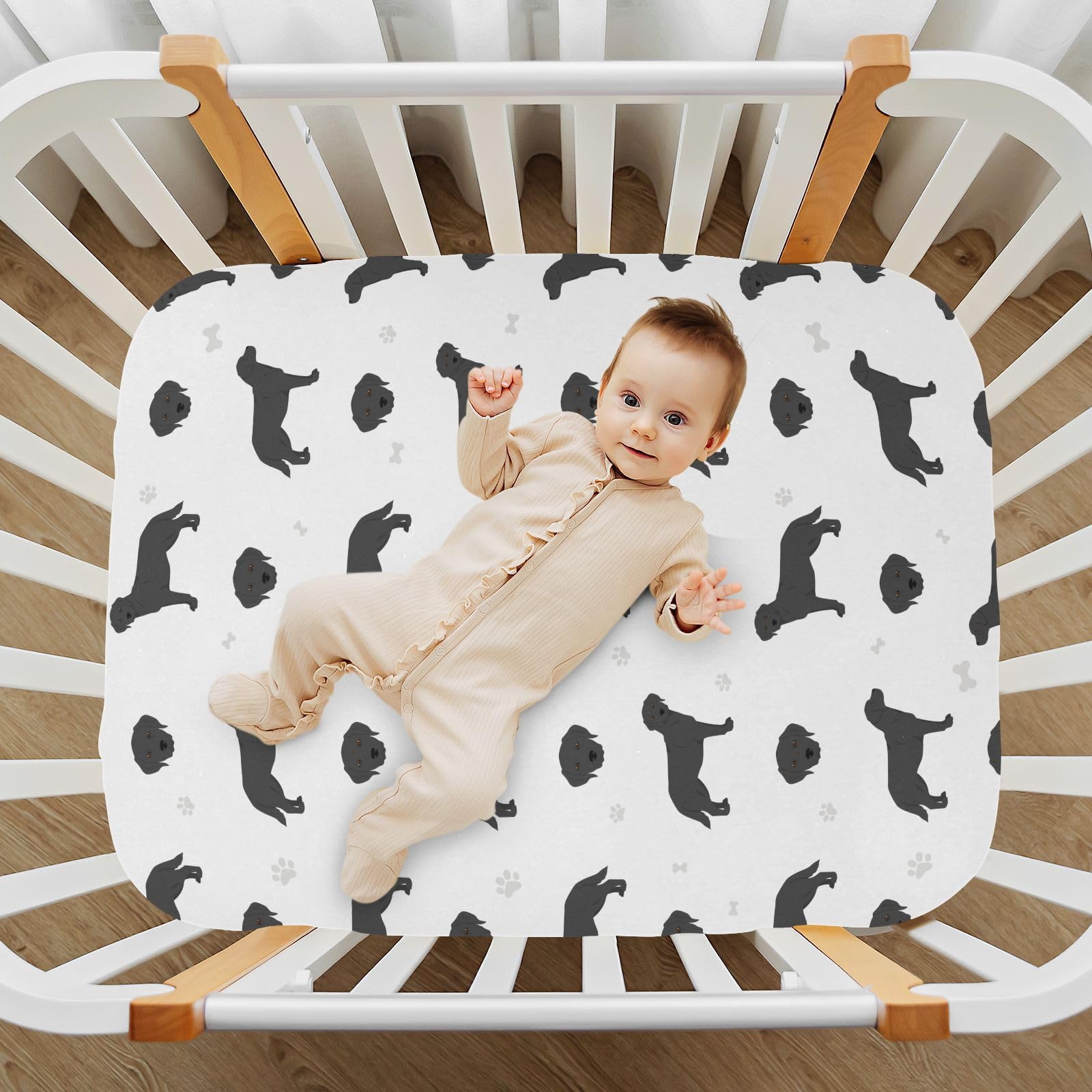 KICPOAY playard sheets in soft stretch fabric provide gentle baby comfort.