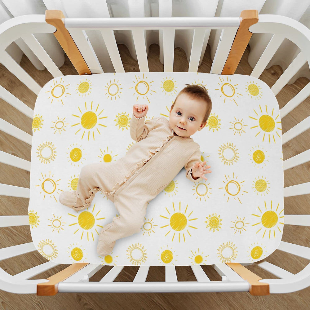 KICPOAY Sunny Stretchy Crib Sheet for 52x28 inch cribs, snug and secure