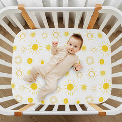 KICPOAY Sunny Stretchy Crib Sheet for 52x28 inch cribs, snug and secure