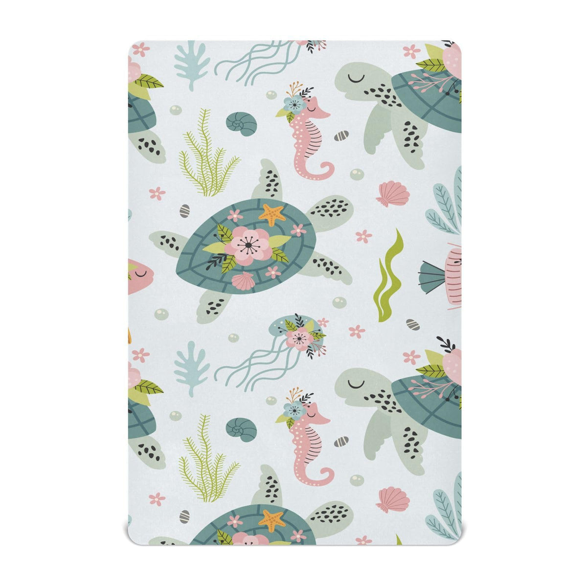 KICPOAY turtle pattern playard sheet offers soft, snug comfort for babies.