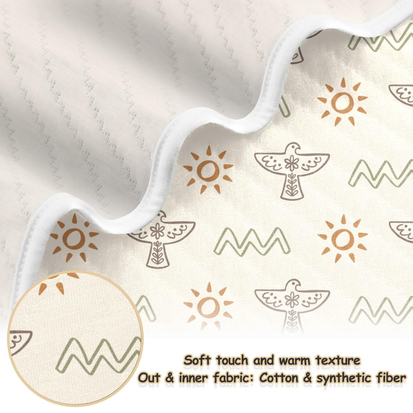 KICPOAY Western Hawk and Sun swaddle close-up highlights breathable muslin for comfort