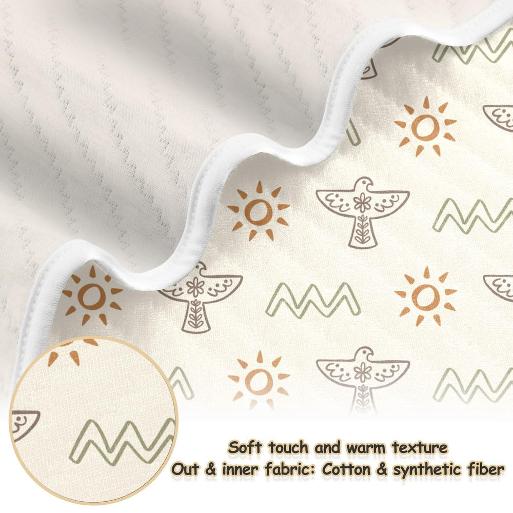 KICPOAY Western Hawk and Sun swaddle close-up highlights breathable muslin for comfort