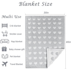 Kid Nation blanket back side shows different heart tones for toddler naps.