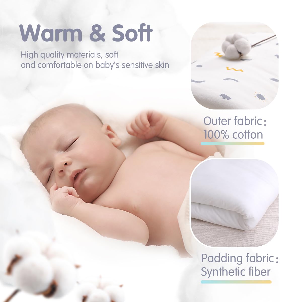 KIDDA swaddle with anti-slip back strap keeps wrap in place.