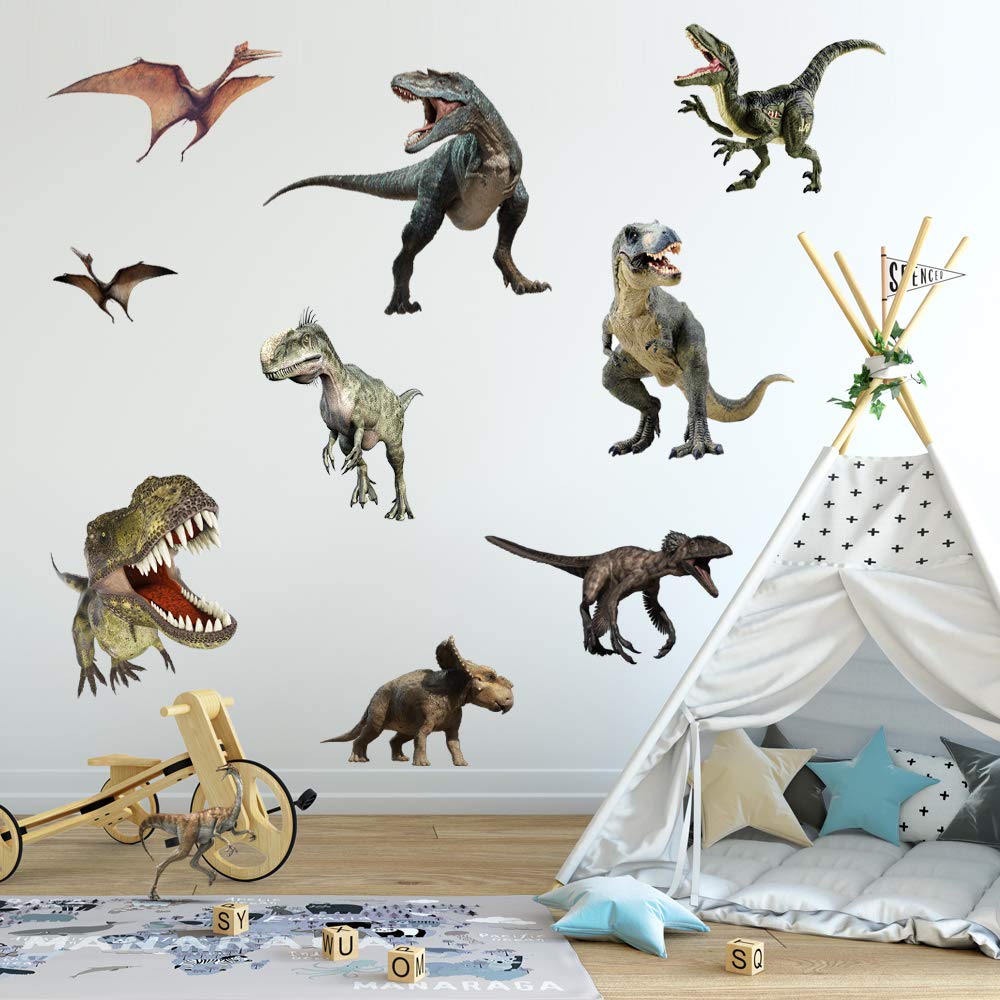Kiddale dinosaur wall decal being peeled for quick easy application