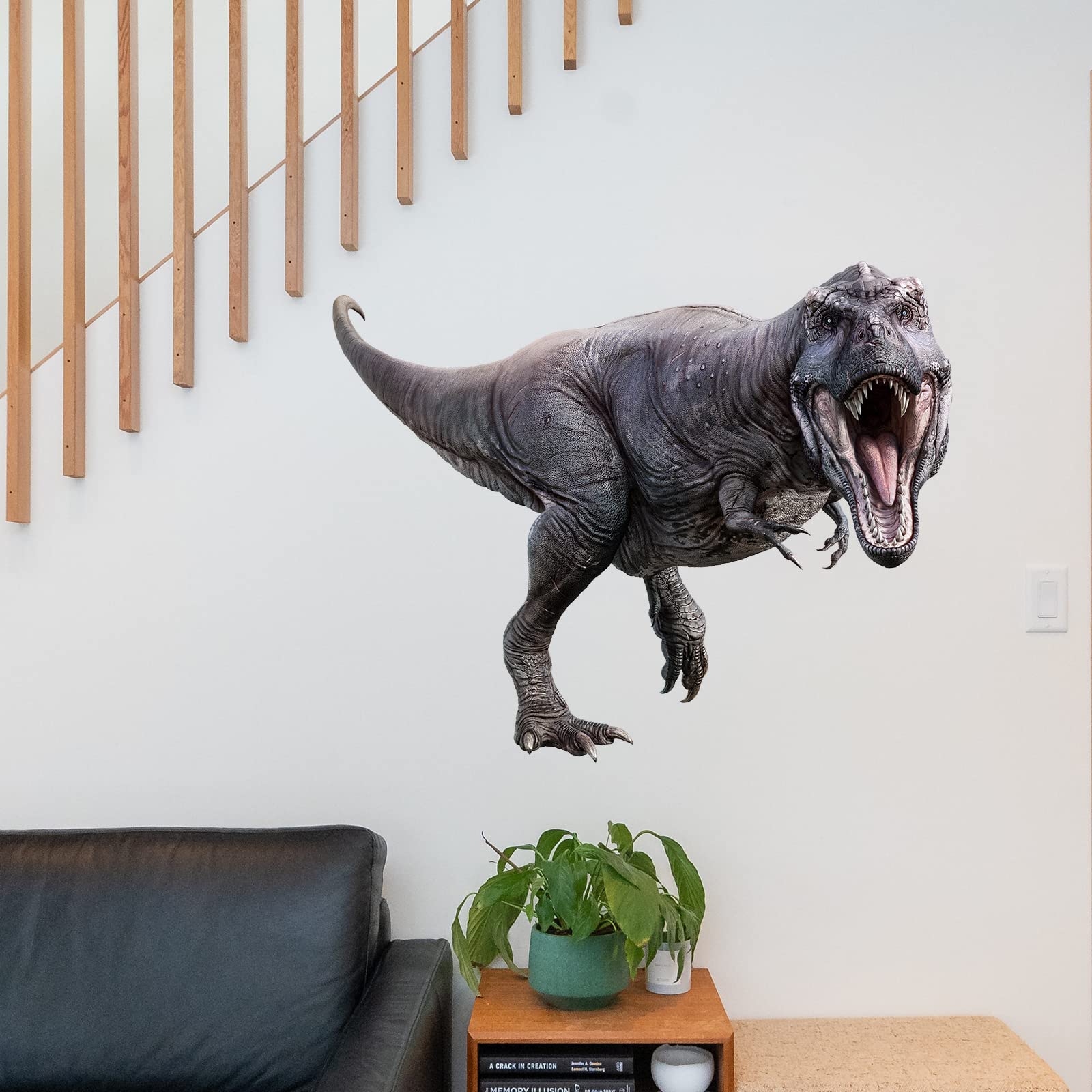 Kiddale Tyrannosaurus dinosaur wall decal enhances playroom with mess-free decor.