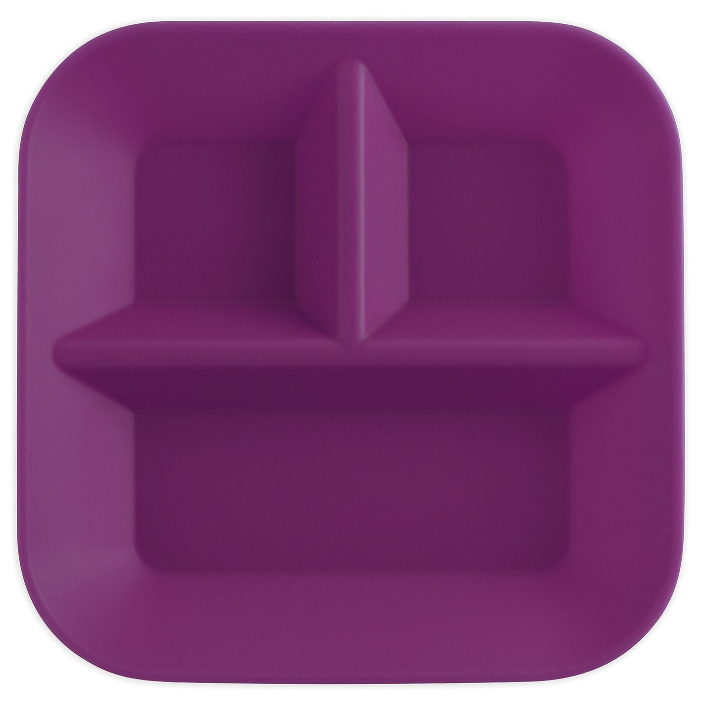 Kiddiebites plum 2-pack non-slip plate design prevents sliding during meals.