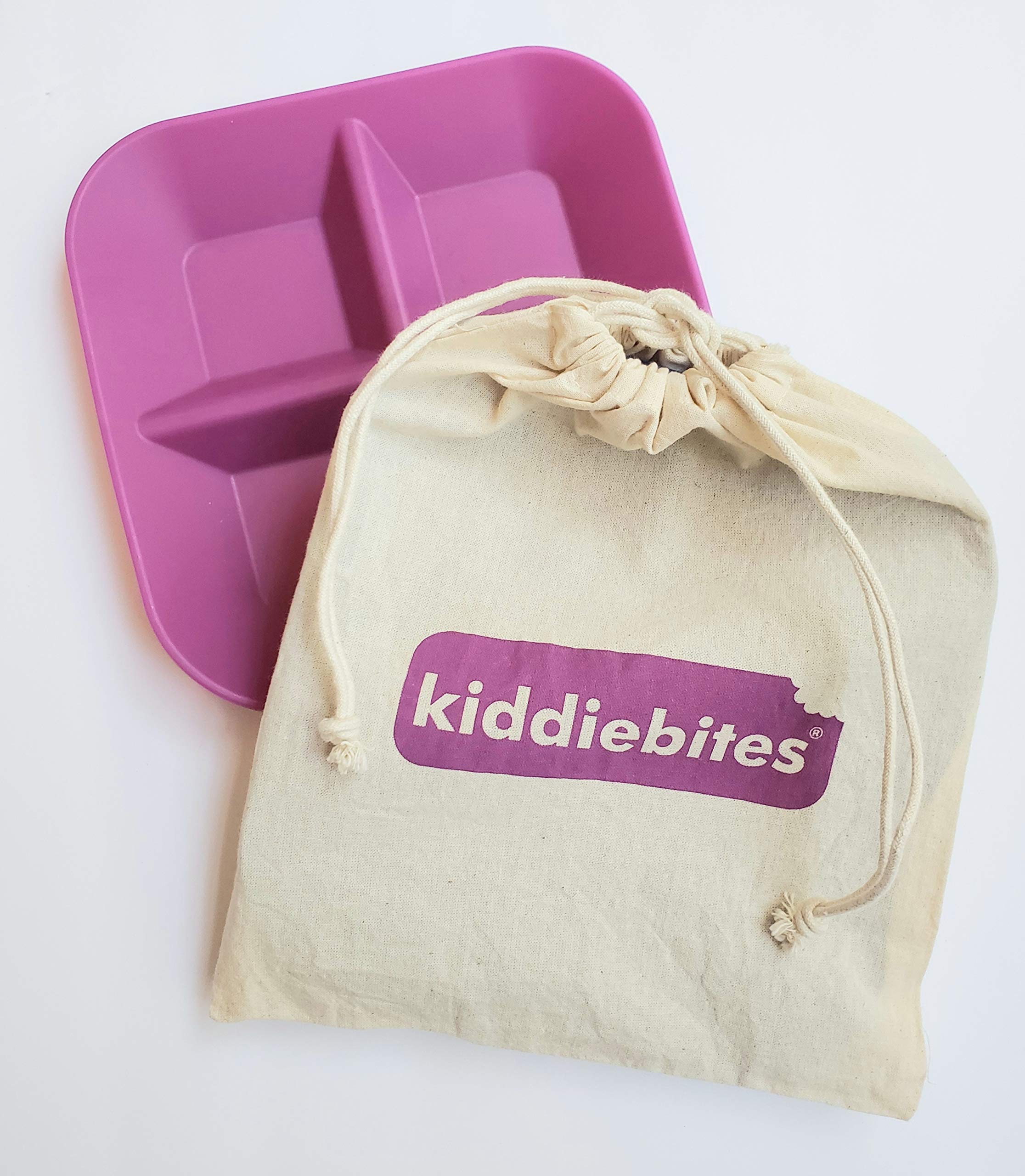 Kiddiebites plum plate demonstrates dishwasher-safe convenience for quick cleanup.