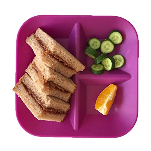 Kiddiebites plum plates are durable and travel-friendly for on-the-go meals.