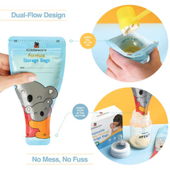 Kiddieware storage bags wide opening for simple pouring and filling