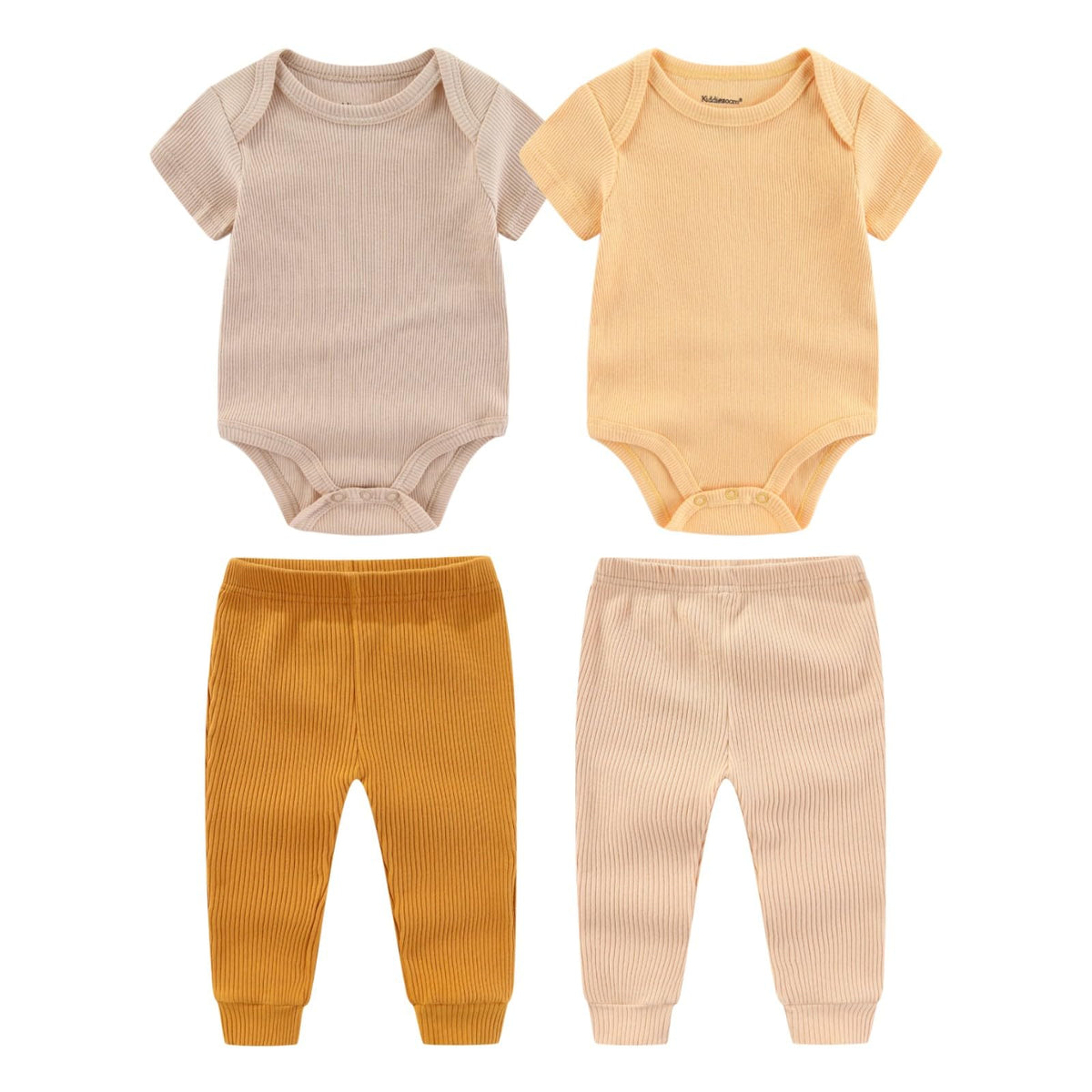 Kiddiezoom newborn layette bodysuits close-up, soft cotton for delicate daily wear.