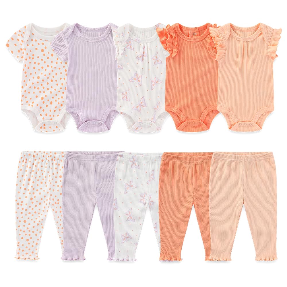 Kiddiezoom newborn layette set 10-piece with bodysuits and pants for everyday comfort